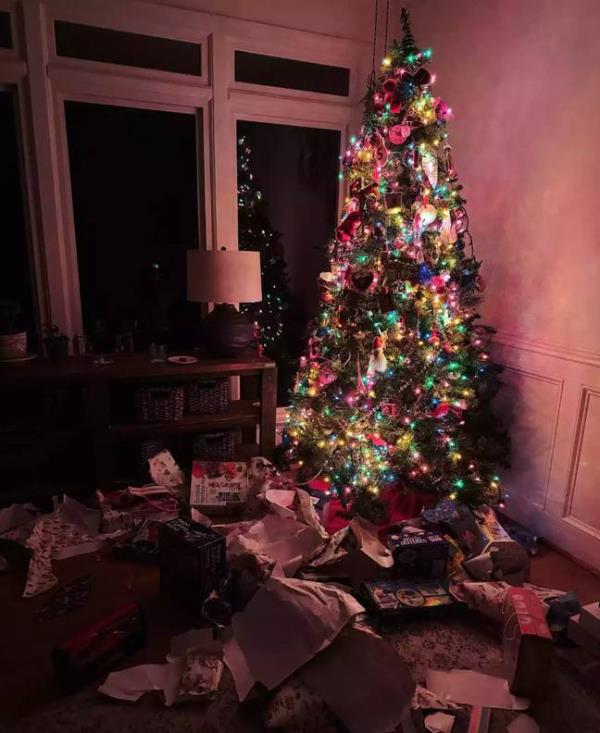 Scott Reintgen's three-year-old son woke up in the middle of the night and opened all the presents underneath the Christmas tree. Credit: X/@scott_thought